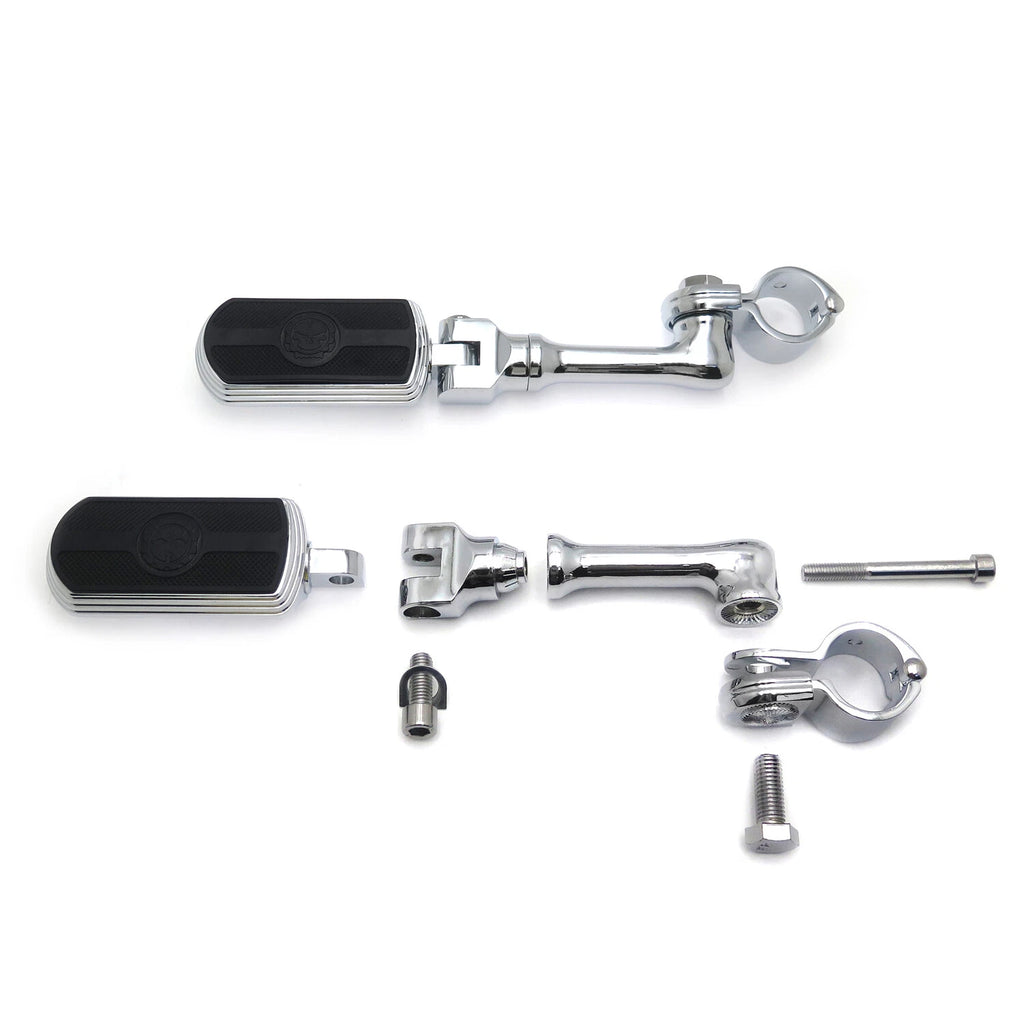 Chrome Gear Skull FootPeg with 4.5" Clamp for Harley Sportster Touring Dyna