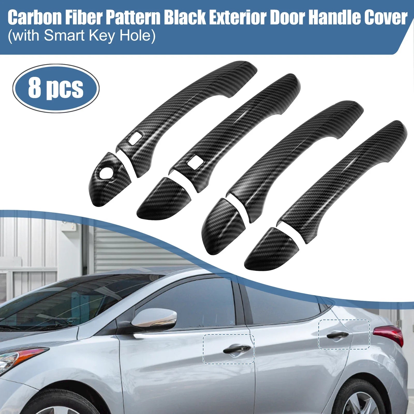8pcs Side Door Handle Cover Trim for Hyundai Elantra (2017-2020)