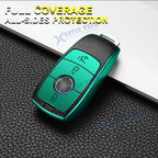 2-Pack Leather Smooth TPU Remote Key Fob 360 Protection for Mercedes E & S (2014-2020)