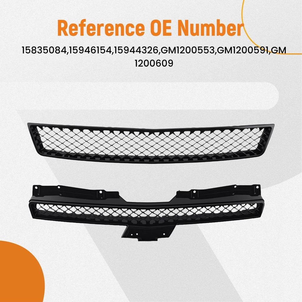 Front Bumper Grille Set for Chevy Avalanche Tahoe (2007–2014) 15835084 15946154