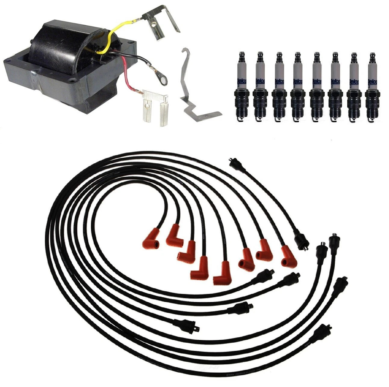 Ignition Wires & Spark Plugs Kit for Chevy G10 K10 GMC G15 G35 (1 Coil, V8)