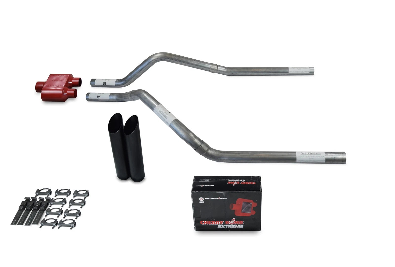 Dual Exhaust Kit for GMC Jimmy (1995–1999) - 2.5" Cherry Bomb Extreme Black Tips