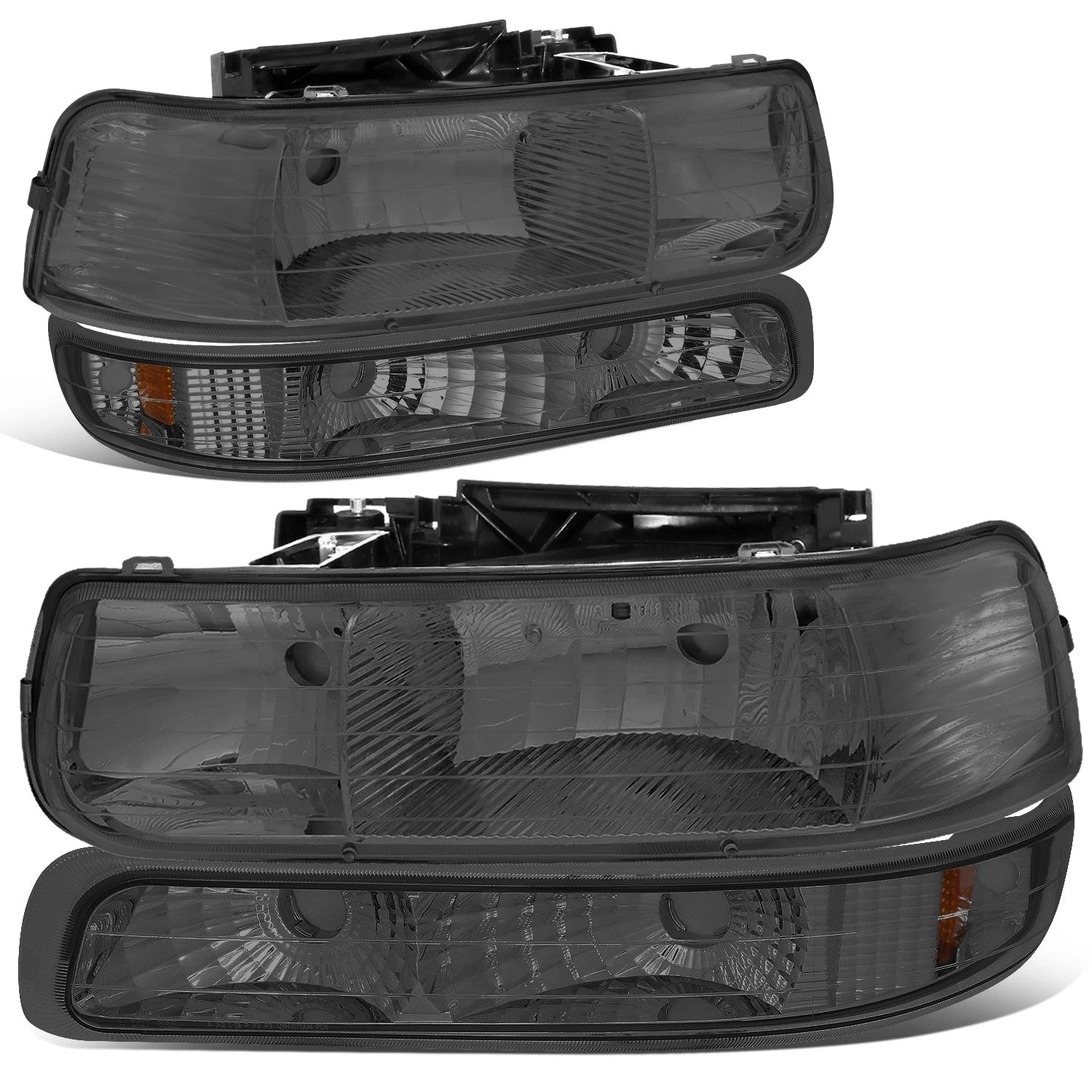 Smoked Crystal Headlight + Chrome LED Tail Light for Silverado (1999–2002)