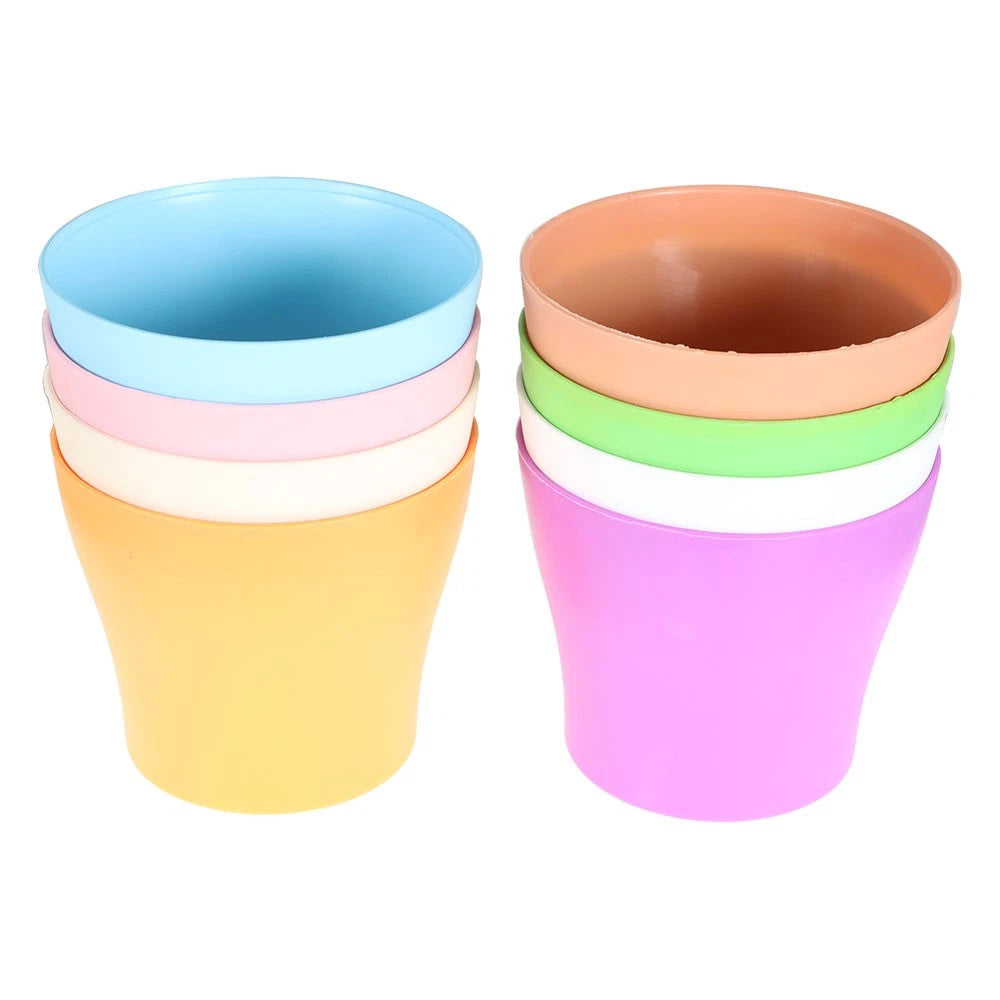Set of 2 Colorful Plastic Flower Pots for Nursery Seedlings (8 x 6.7 In)