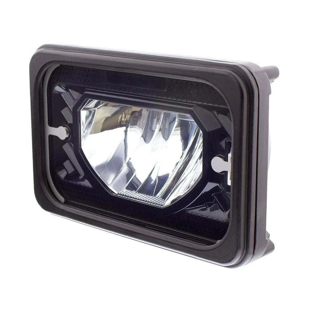 Heated LED Low Beam Headlights for ULTRALIT 4x6 Black Glass Lens Pair (—)