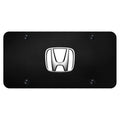 Chrome/White Logo on Black License Plate - Officially Licensed for Honda