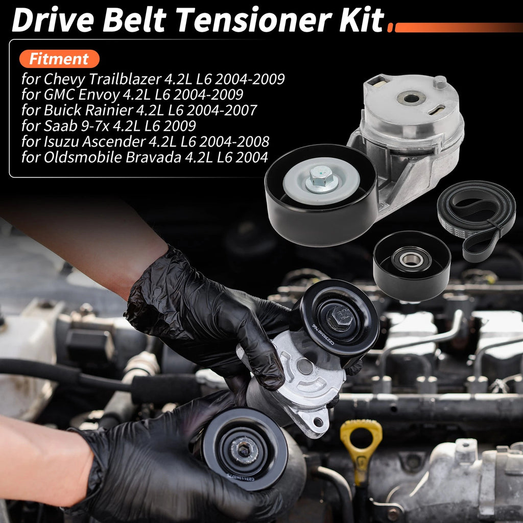 Set of 1 Drive Belt Tensioner Kit for Chevy Trailblazer 4.2L L6 (2002–2009) 12573024