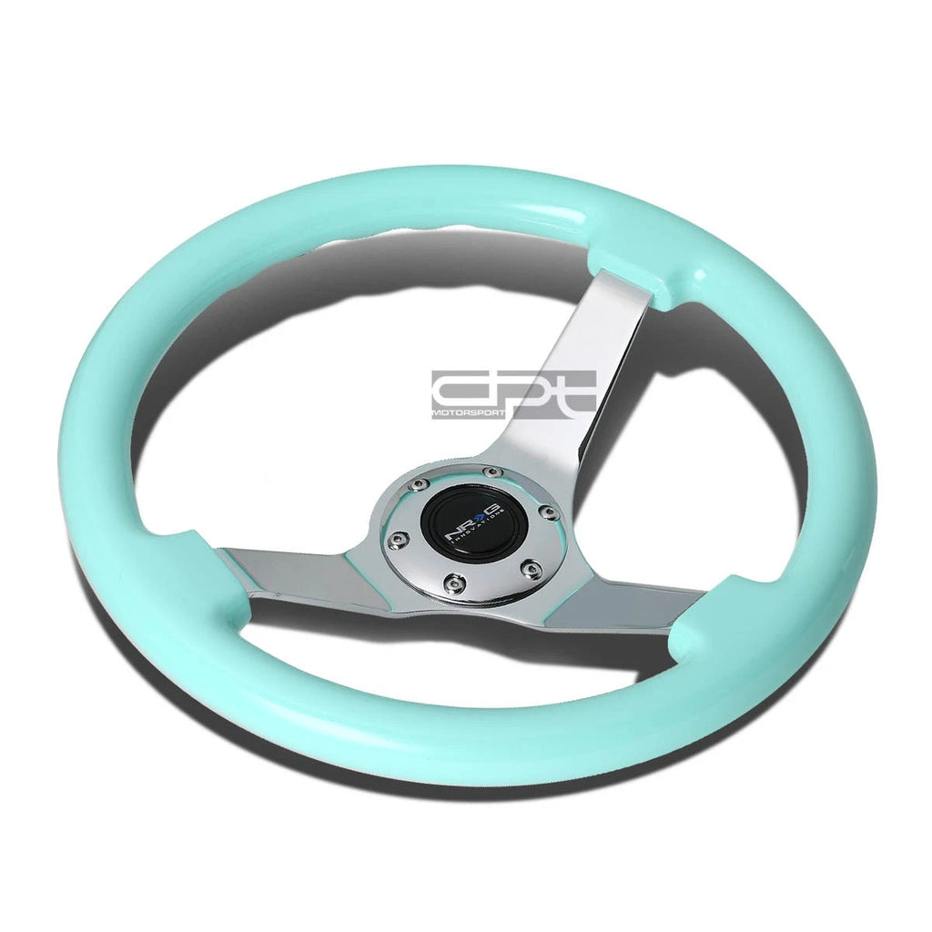 NRG ST-036MF-CH 350MM Deep Dish Anodized Aluminum Wooden Steering Wheel