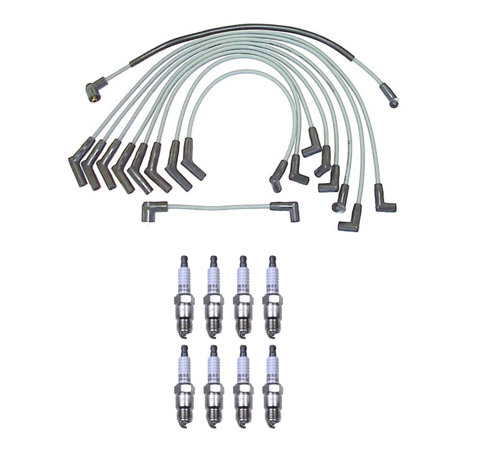 Denso 8mm Wire Set & 8 U-Groove Spark Plugs Kit for Ford Mercury V8