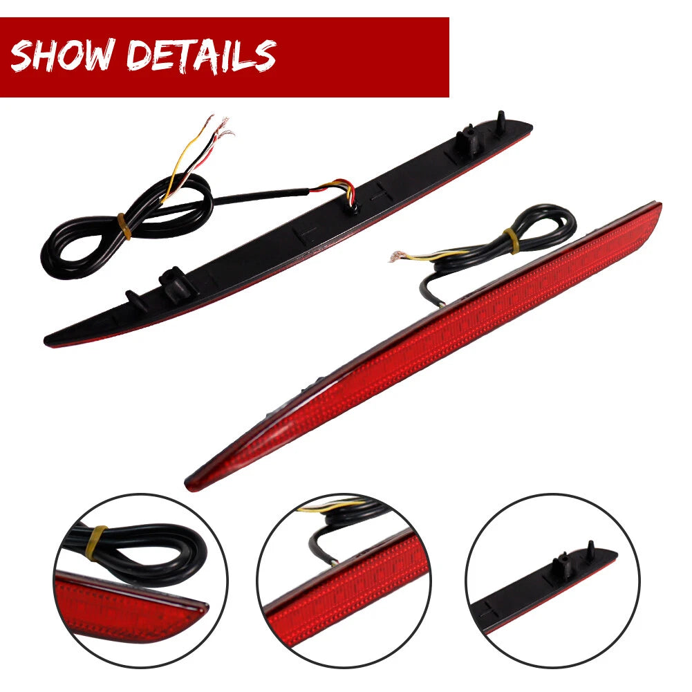 2X Red LED Rear Bumper Reflector Tail Lights for Chrysler 300 (2015–2022)