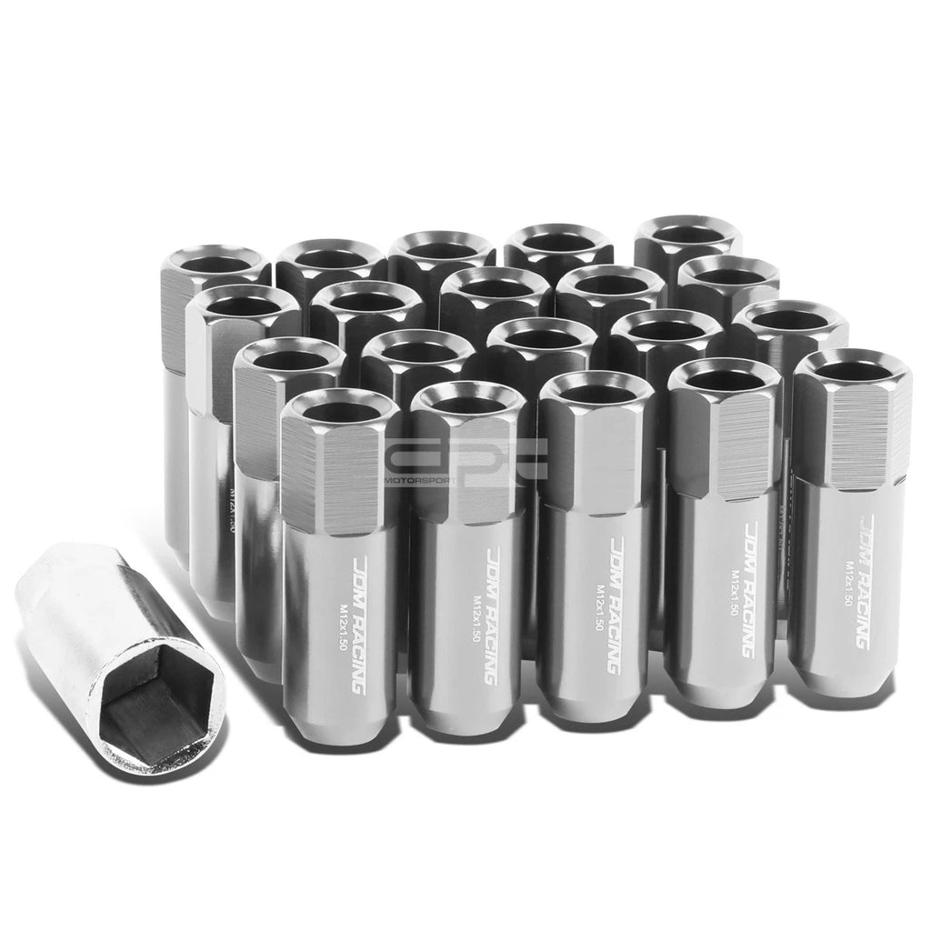 20PCS M12 X 1.5 Extended Aluminum Wheel Acorn Tuner Lug Nuts Silver
