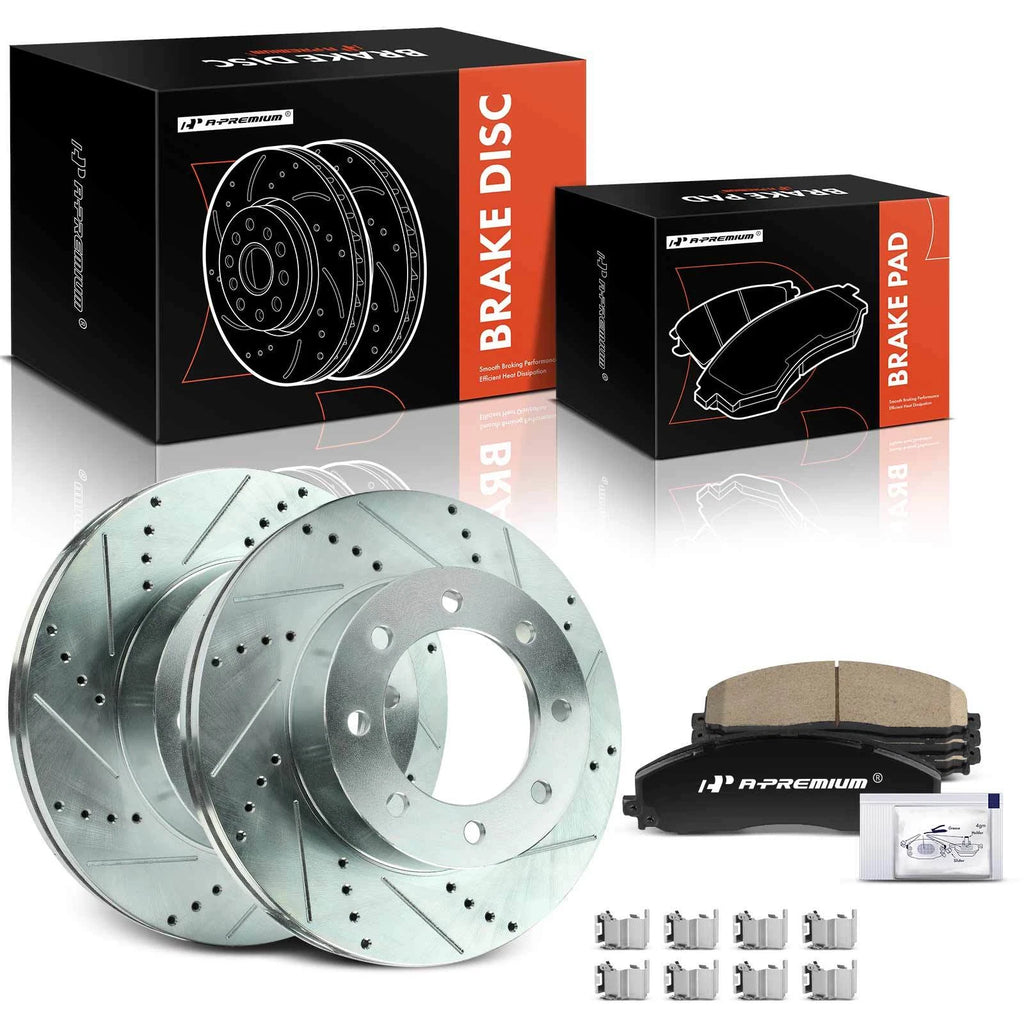 Front Drilled Rotors & Brake Pads for Ford F-250 F-350 F-450 (2013–2021)