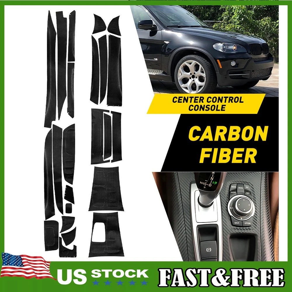 Carbon Fiber Interior Trim Stickers for BMW X5 X6 (2008–2014)