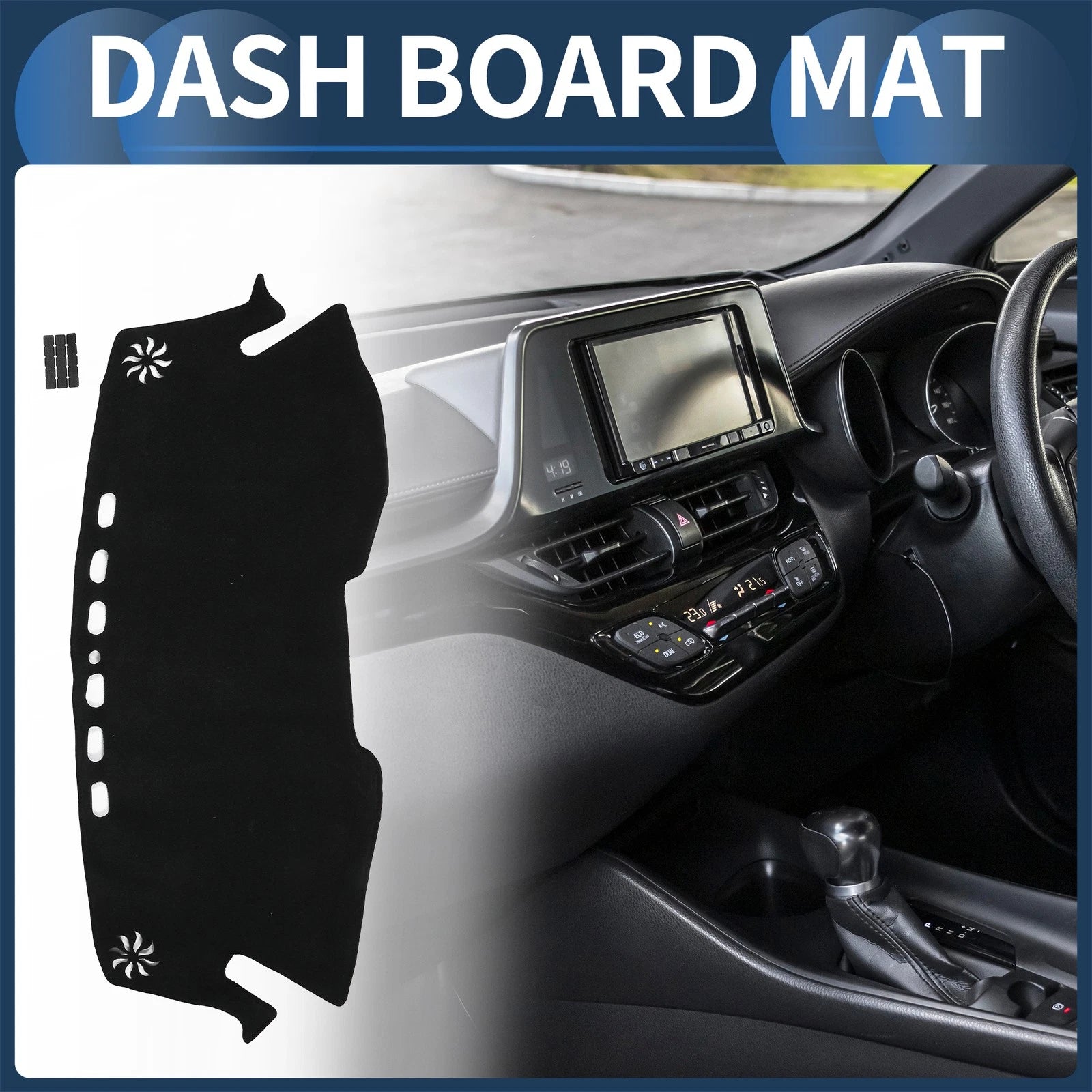 Dashboard Cover Mat for Toyota C-HR (2017–2024) Black Set of 1