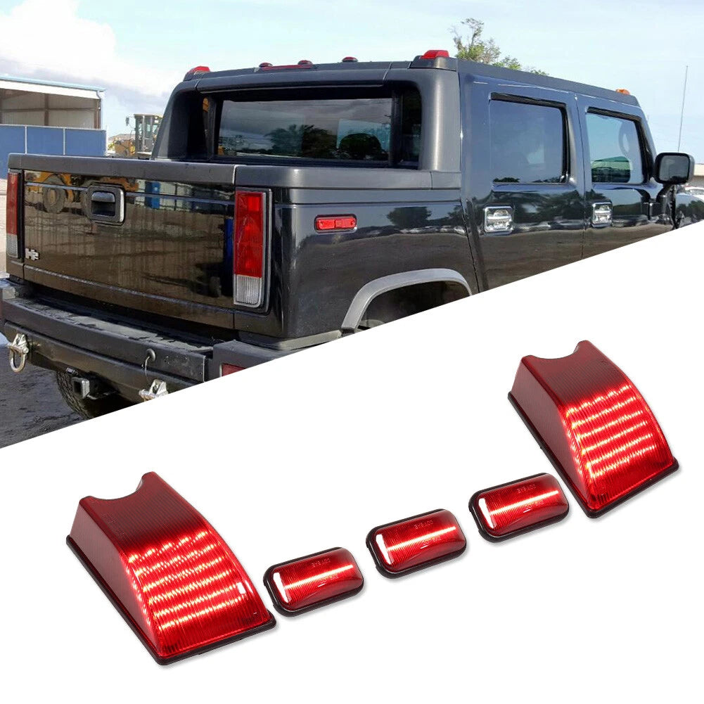 5X Red Lens LED Rear Cab Roof Running Light for Hummer H2 (2003–2009)