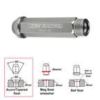 Set of 20 JDM M12X1.5 25mm OD 90mm Tall Gun Metal Open-End Lug Nuts + Key