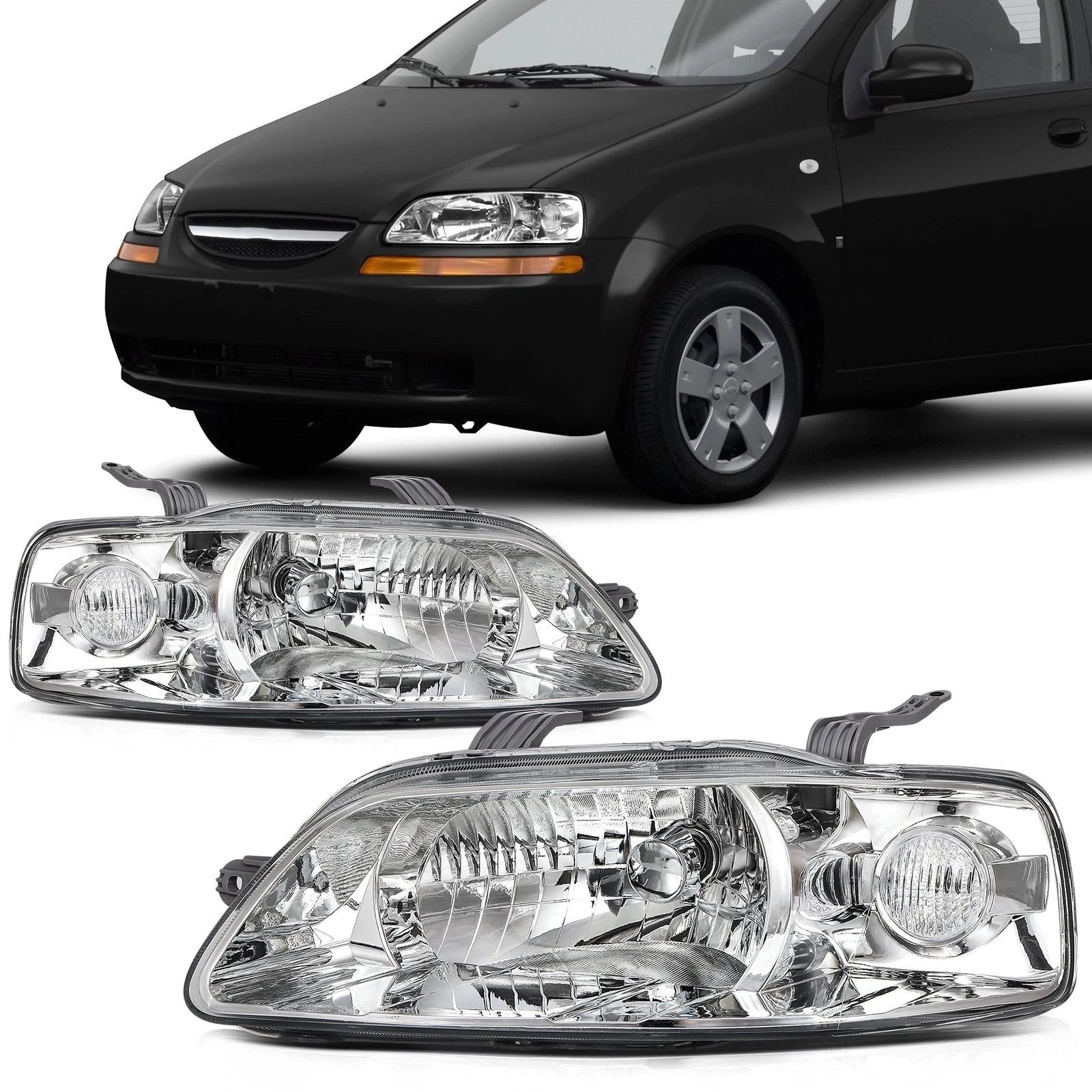 Headlight Assembly Set for Chevy Aveo5 2006-2008, Aveo 2004-2007