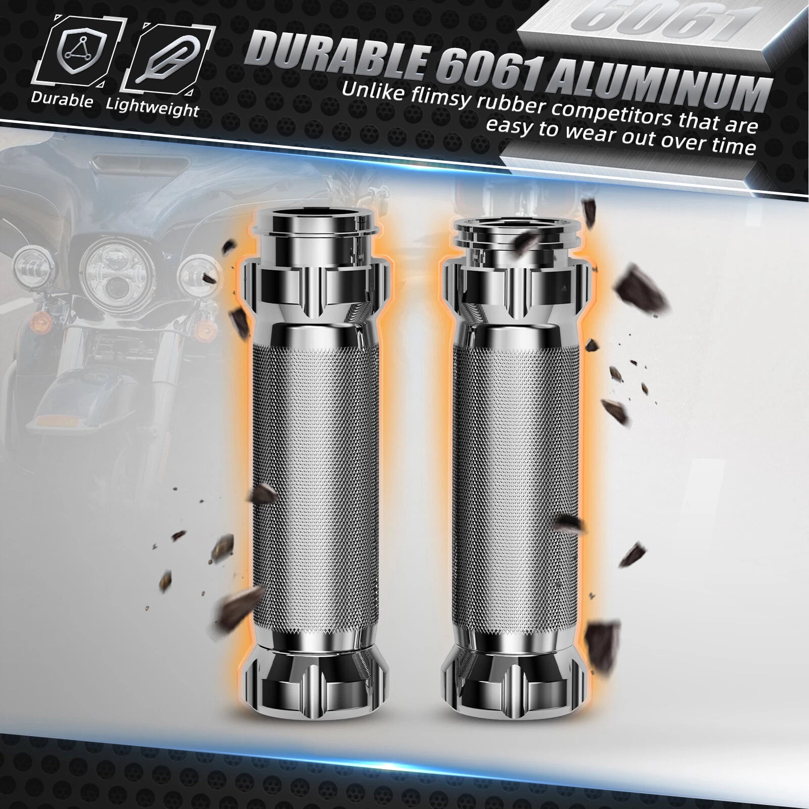 Chrome Handlebar Grips for Harley Street Glide FLHX (2008–2023) CVO FLHXSE (2015–2022)