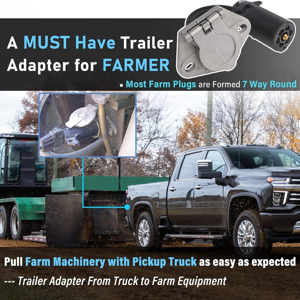 7-Way RV Blade to 7-Way Round Pin Trailer Adapter SAE J560 for Towing