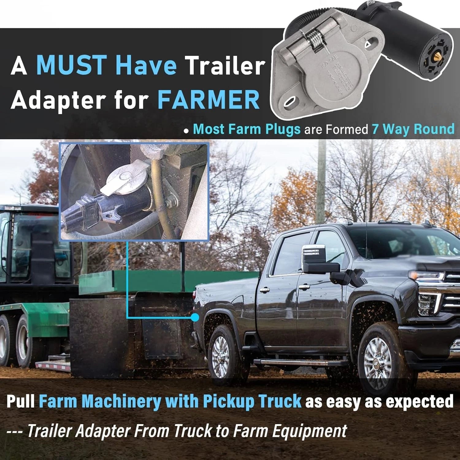 7-Way RV Blade to 7-Way Round Pin Trailer Adapter SAE J560 for Towing