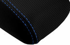 Console Lid Armrest Cover for Ford Focus (2012–2018) Carbon Fiber Blue Stitch