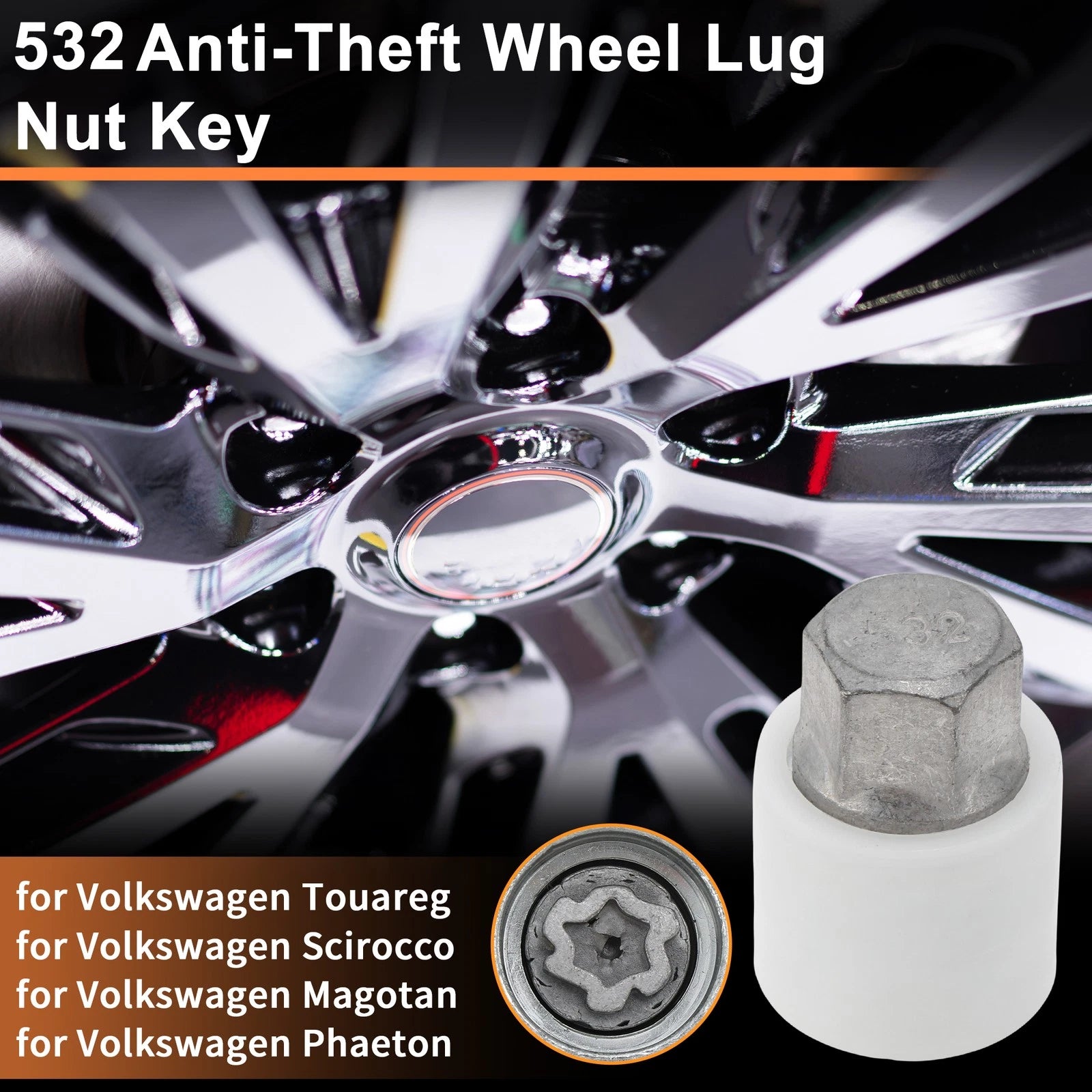Wheel Lock Lug Nut for Volkswagen Touareg (2004–2017) 532