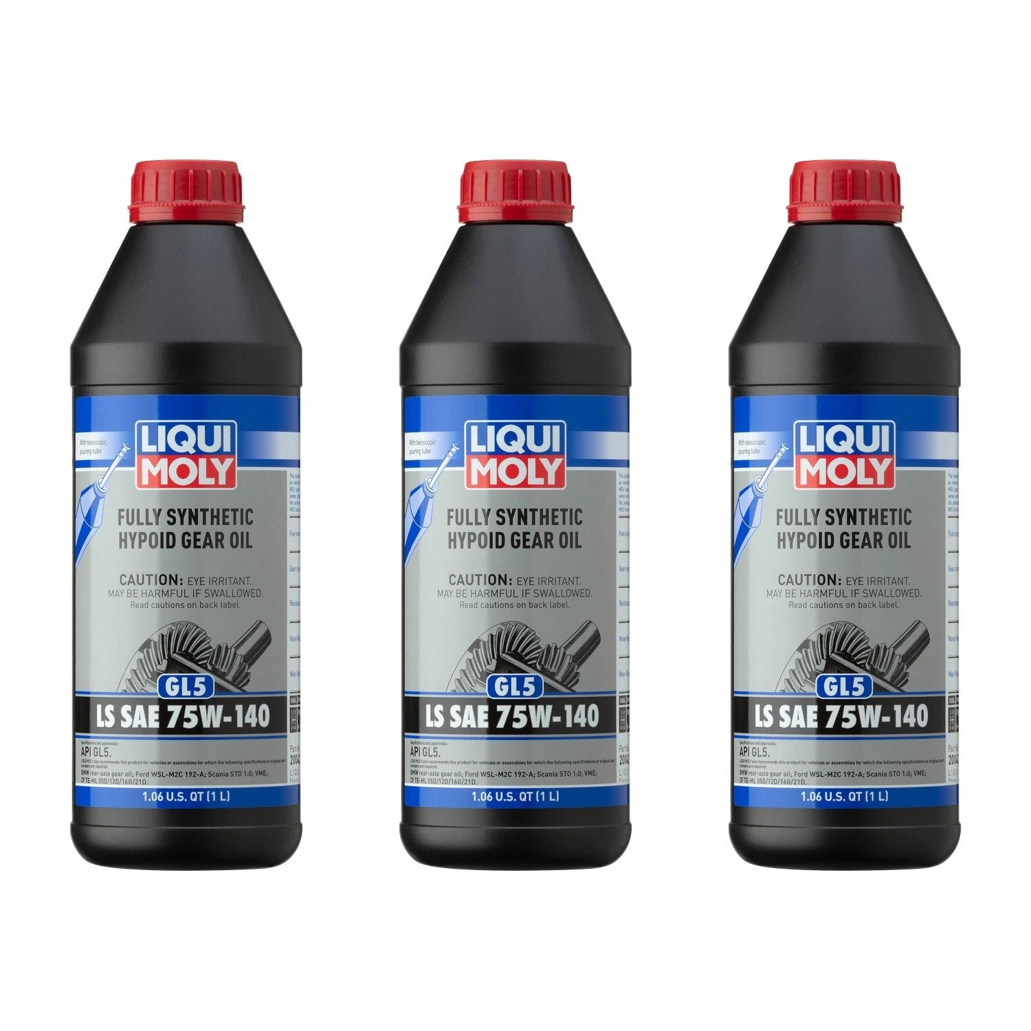 Set of 3 Liqui Moly 1L Fully Synthetic Hypoid Gear Oil GL5 LS SAE 75W-140 for Cars