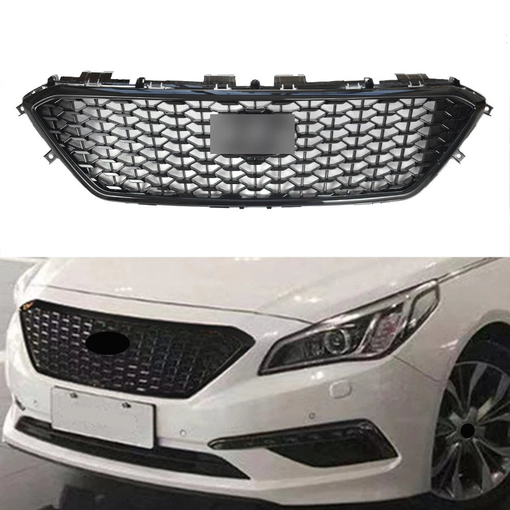 Front Upper Grille Mesh for Hyundai Sonata (2015–2017) Black W/O Radar Hole