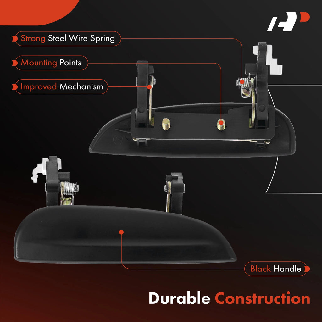 Front Right Smooth Black Exterior Door Handle for Kia Rio (2003-2005)
