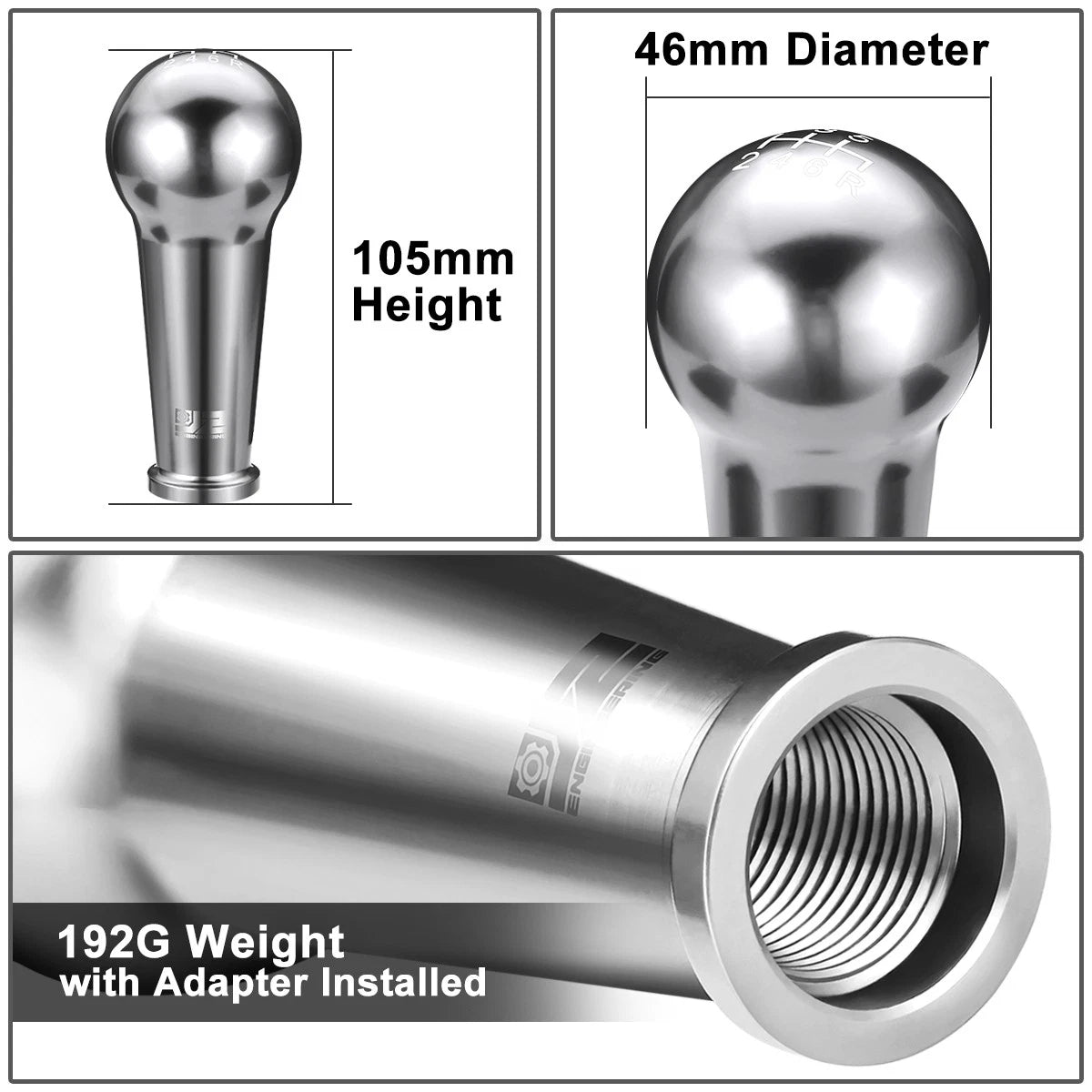 46mm 6-Speed Aluminum Shift Knob for Universal Applications (M8 M10 M12)