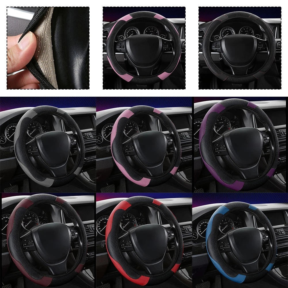 Soft Touch Carbon Fiber Steering Wheel Cover for