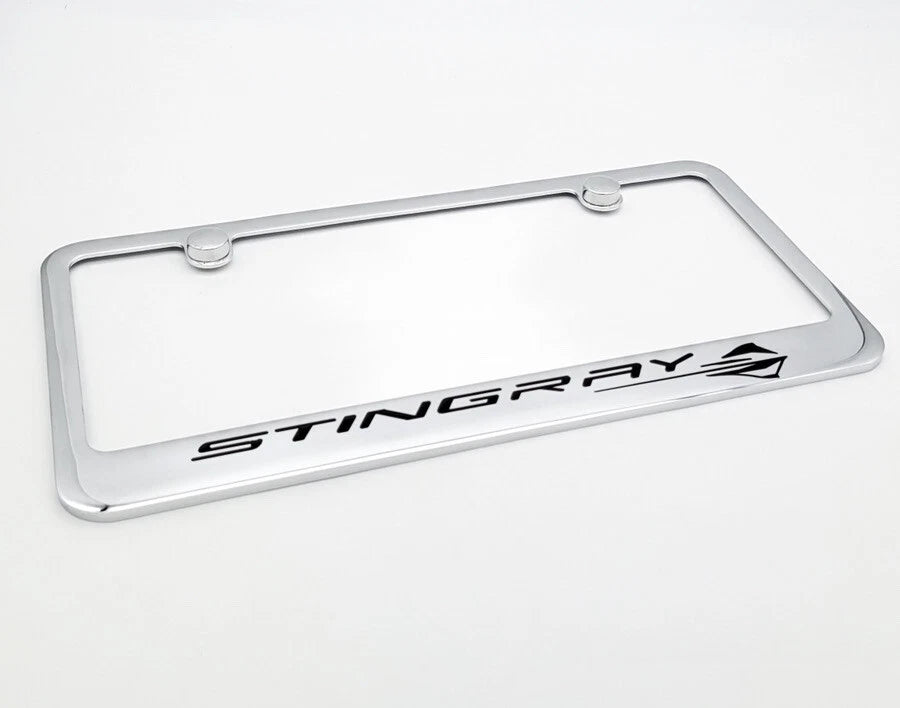 Chrome License Plate Frame with Logo Fit for Chevrolet Corvette C8 (2020–2024)