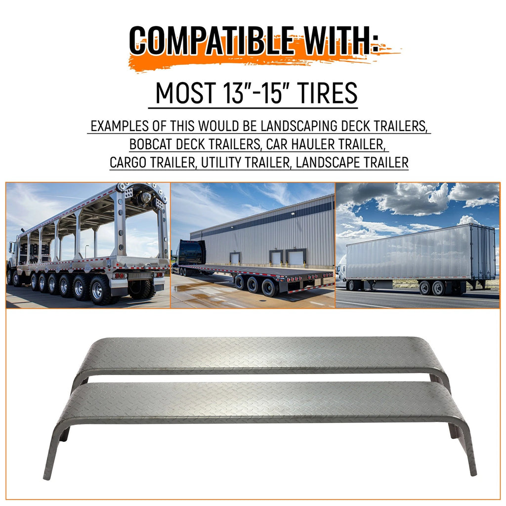 2 Diamond Tread Plate Double Tandem Axle Trailer Fenders 10-1/4"x72-7/8"x13"