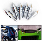 Set of 4 Universal Chrome Motorcycle Spike Bolts for Windscreen, Fairings, License Plate