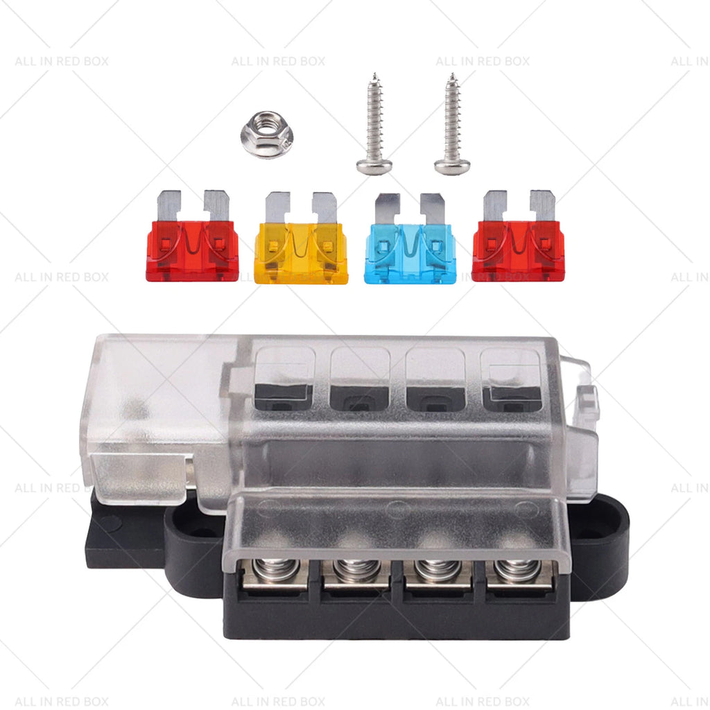 4 Gang Fuse Box Positive Block for ATO ATC Fuses (12V 24V)