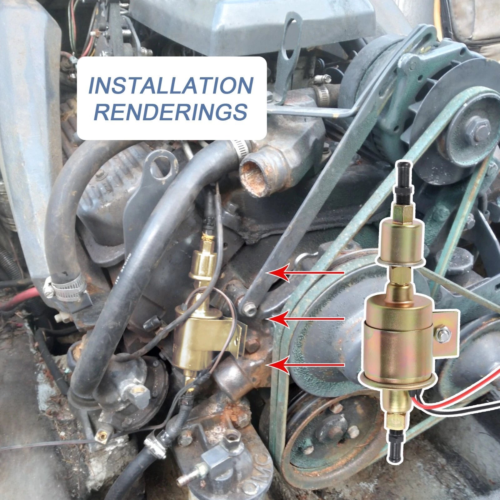 Electric Fuel Pump for Universal 12V Vehicles (Installation Kit Included)