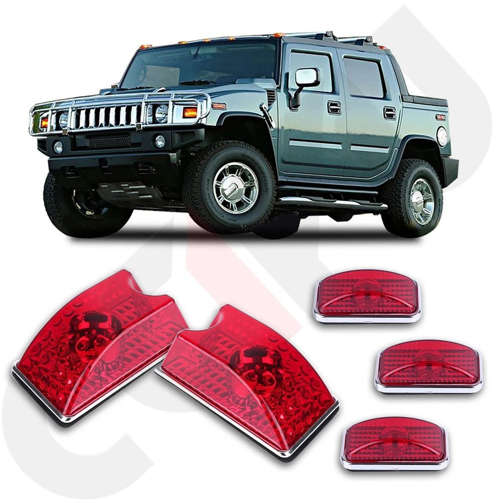 Set of 5 Red Cab Marker Roof Lights for Hummer H2 SUT (2003–2009)