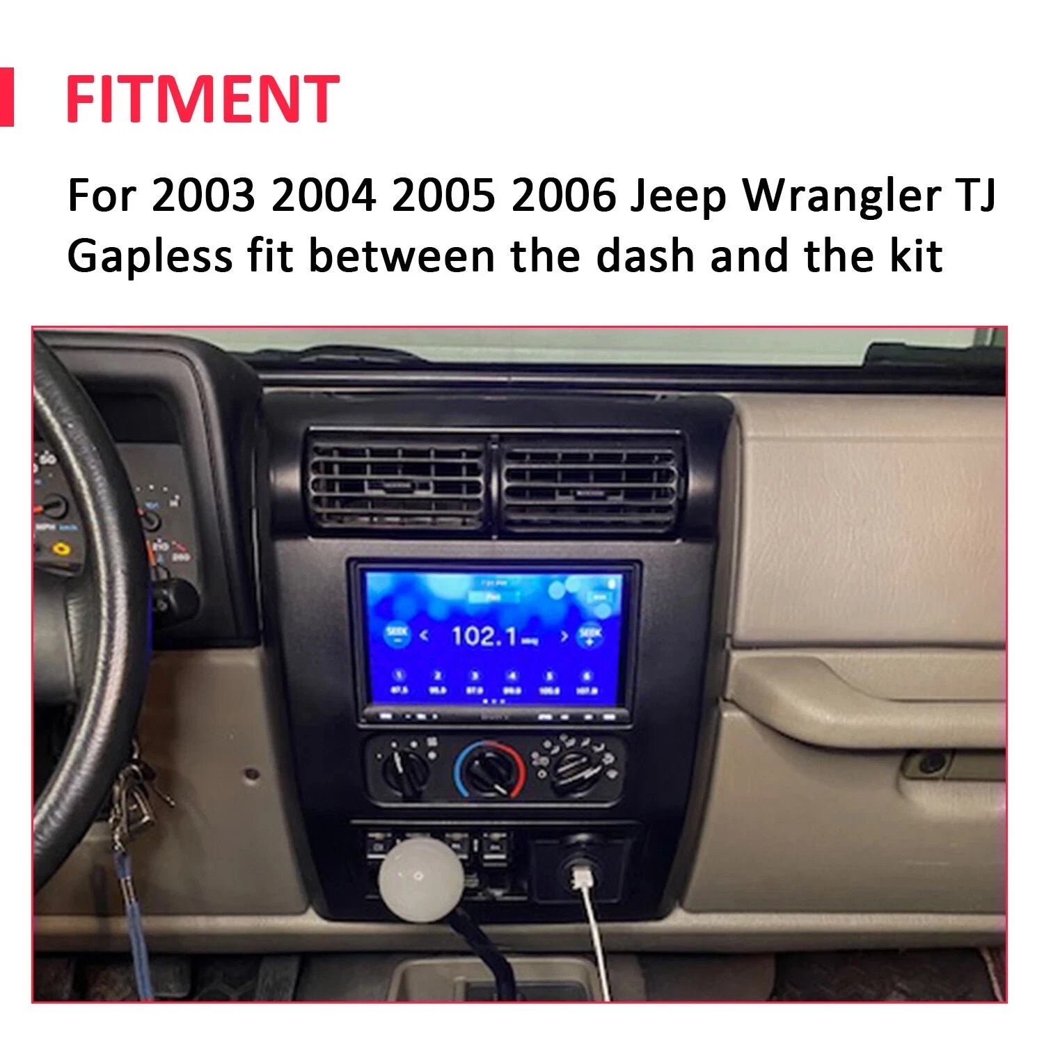 Double Din Dash Kit with Wiring Harness for Jeep Wrangler TJ (2003-2006)