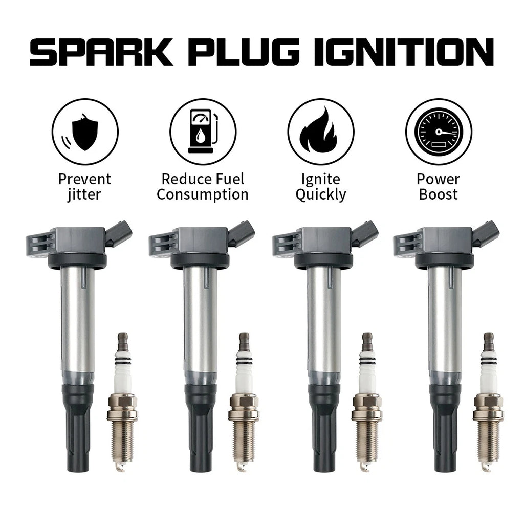 Set of 4 Ignition Coils & Spark Plugs for Lexus RX350 ES350 RX450h (2007–2018)