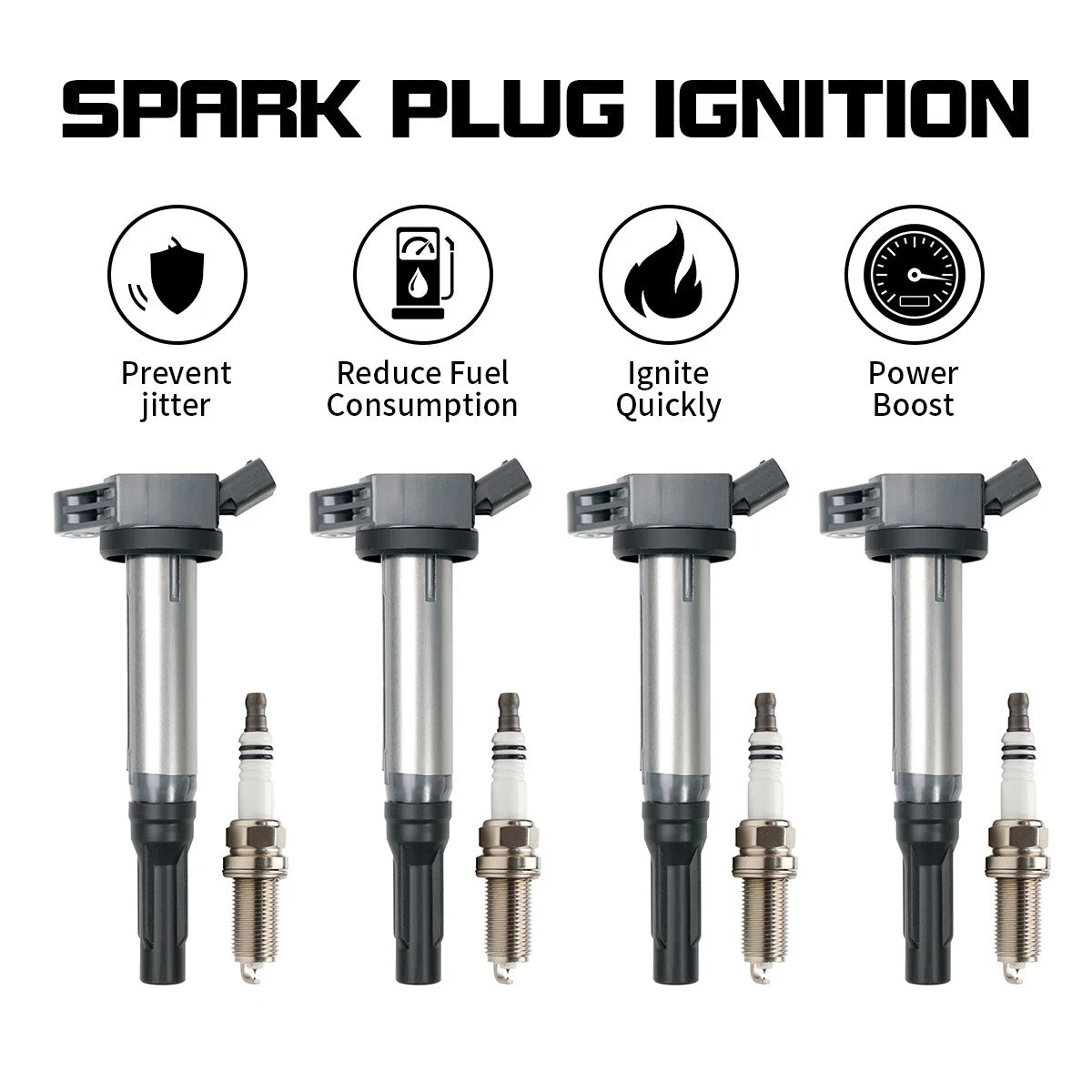 Set of 4 Ignition Coils & Spark Plugs for Lexus RX350 ES350 RX450h (2007–2018)