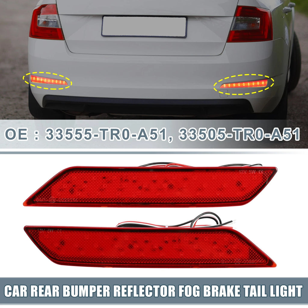 Rear Bumper LED Reflector Brake Tail Light Red Lens for Honda Civic Sedan (2013–2015)