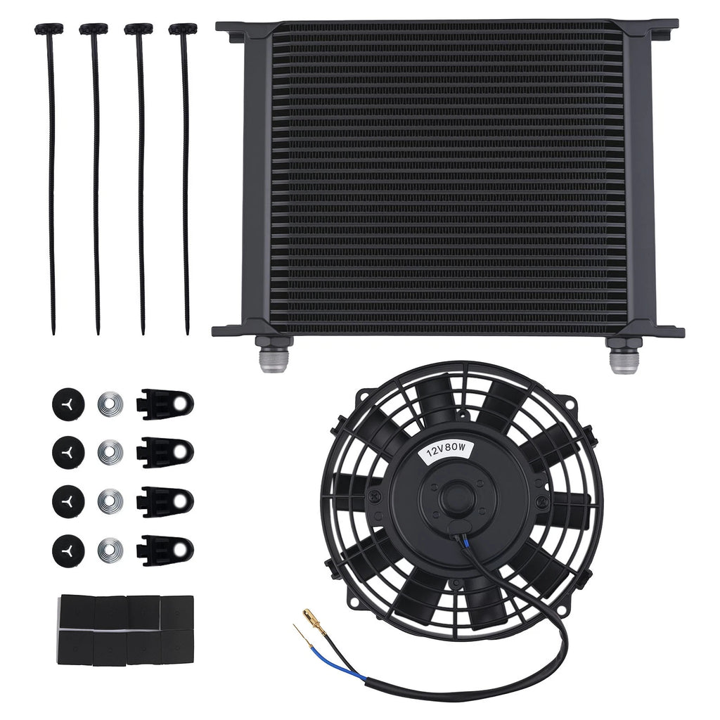 30 Row Oil Cooler with 7" Slim Pull Fan for Universal Modified Vehicles