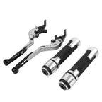 Silver Extendable Brake Clutch Levers & Handlebar Grips for Suzuki GSXR750