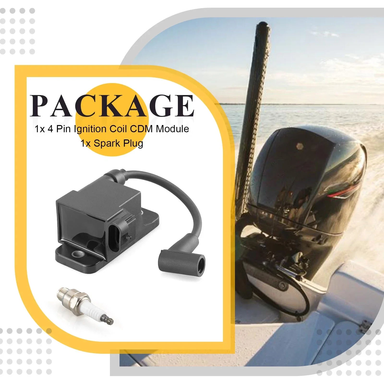 Outboard Ignition Coil CDM Module for Mercury Engine 4 Pin