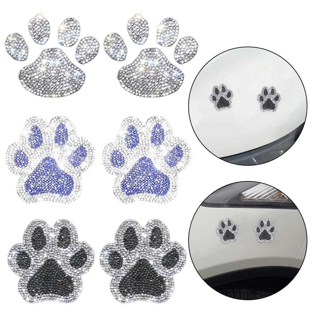 Rhinestone Paw Footprint Stickers for Car Decal (Universal Fit)