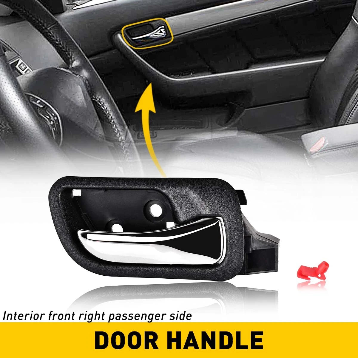 Interior Door Handle for Honda Accord (2003–2007) Front Passenger Black Plastic