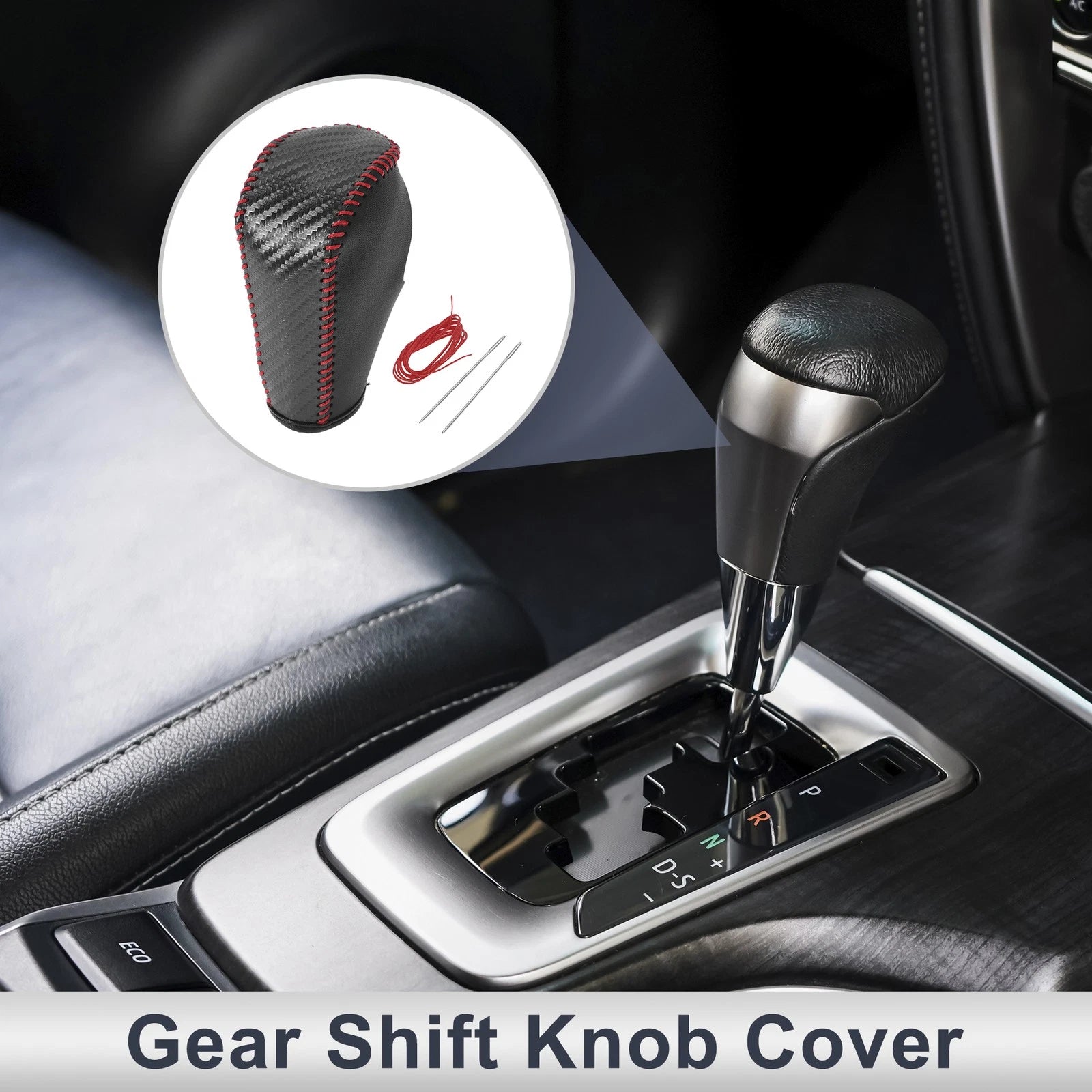 Gear Shift Knob Cover for BMW 3 Series (2004–2012) Black Carbon Fiber Red