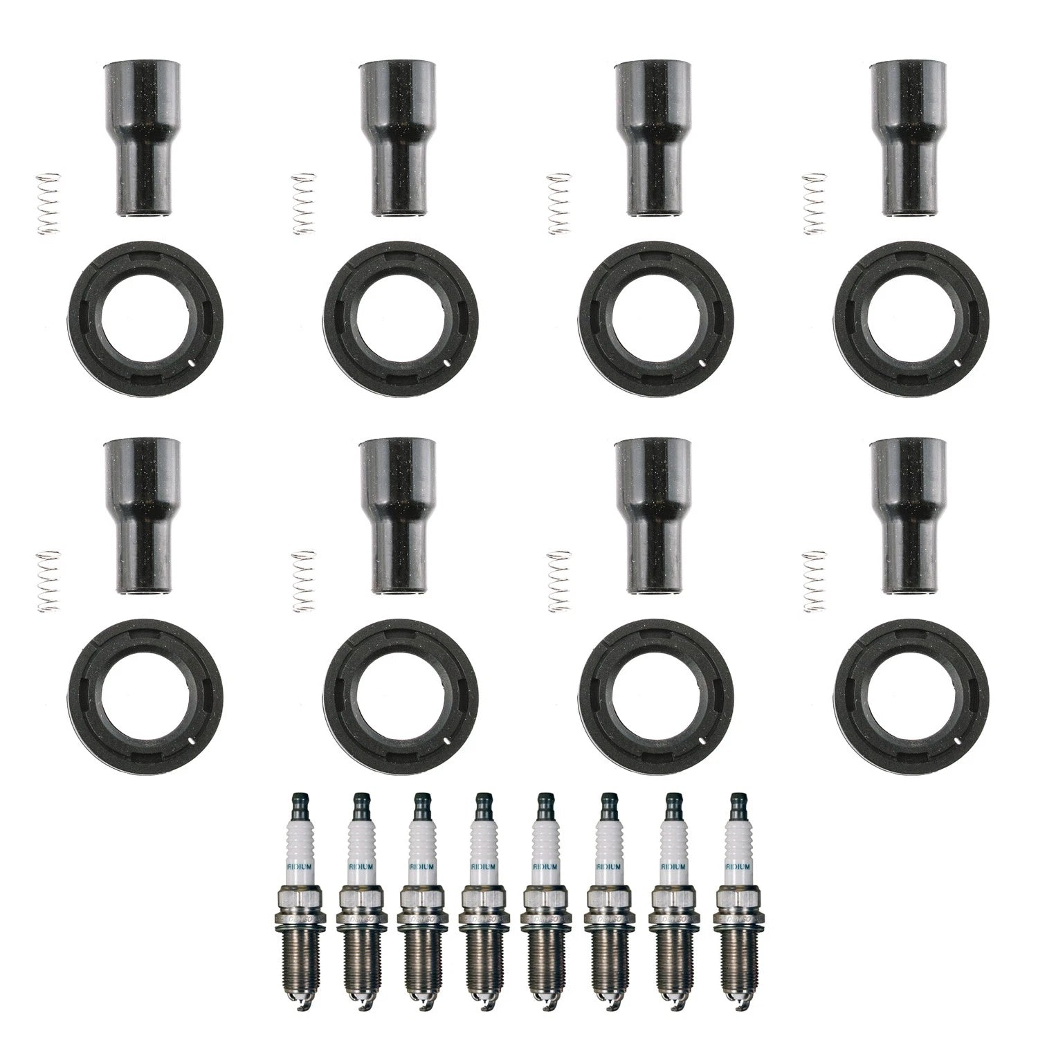 Set of 8 Iridium Spark Plugs & Coil Boots for Lexus LS460 LS600h (2007–2017)