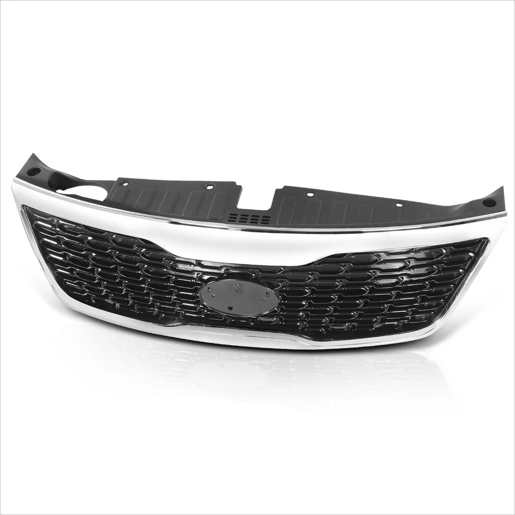 Painted Black Mesh Upper Grille w/Badge Slot + Chrome Moulding for Sorento (2014–2015)