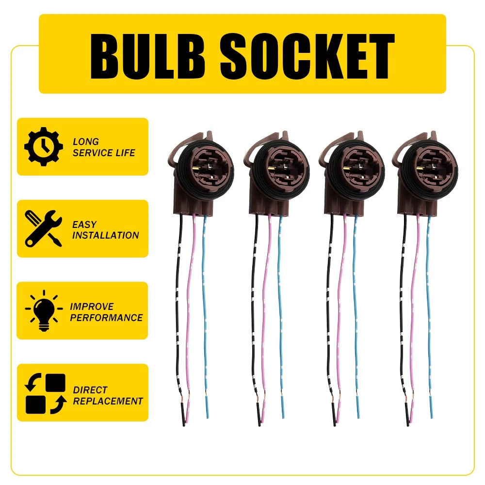 4X 3157 4157 Bulb Socket Pigtail Harness for Turn Signal Brake Light